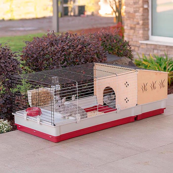 Ferplast Krolik Extra-Large Rabbit Cage W/ Wood Hutch Extension Rabbit Cage Includes All Accessories And Measures 55.9L X 23.62W